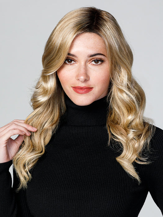 TOP COVERAGE WAVY 18" by Jon Renau in 12FS8 SHADED PRALINE | Light Gold Brown, Light Natural Gold Blonde & Pale Natural Gold-Blonde Blend, Shaded with Medium Brown PPC MAIN IMAGE