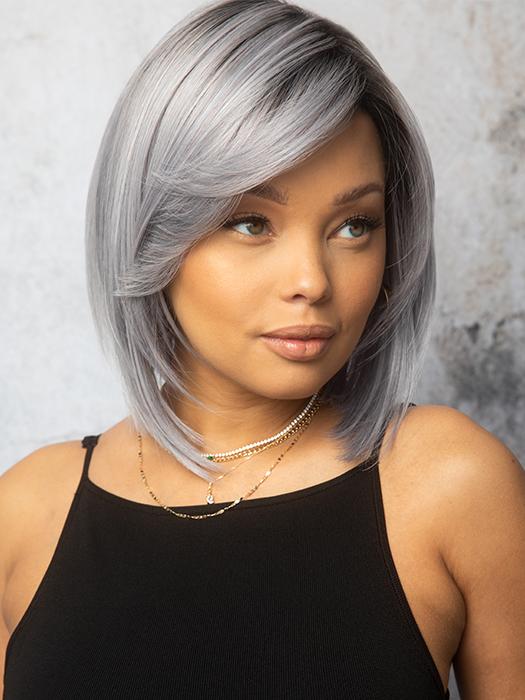 SILKY SLEEK by Rene of Paris in LUNAR-HAZE | Periwinkle Base with Off-Black Roots PPC MAIN IMAGE