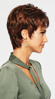 WINNER PETITE by RAQUEL WELCH | 20th Anniversary | R6/28H COPPERY MINK | Dark Medium Brown Evenly Blended with Vibrant Red Highlights
