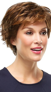 Soft, rounded bang is flattering | Color: 6F27