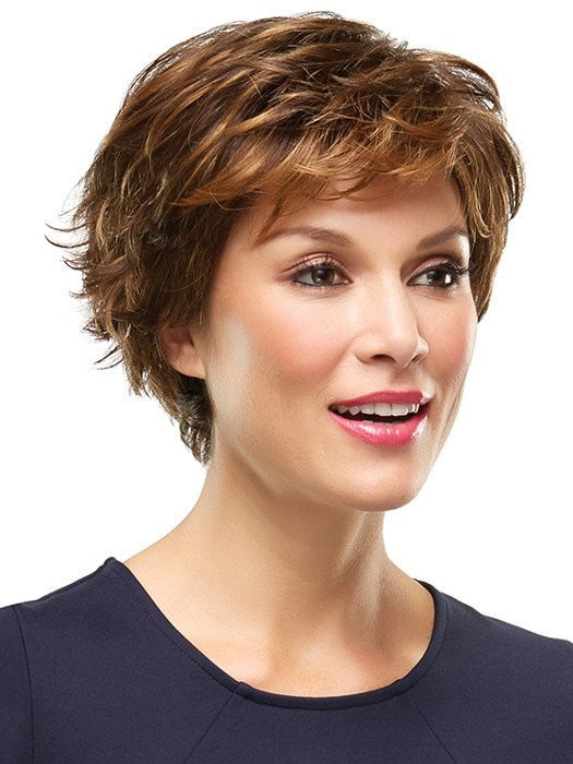 Soft, rounded bang is flattering | Color: 6F27