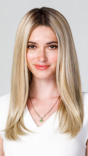 EASIPART T HD 18" by Jon Renau in 12FS8 SHADED PRALINE | Light Gold Brown, Light Natural Gold Blonde & Pale Natural Gold-Blonde Blend, Shaded with Medium Brown