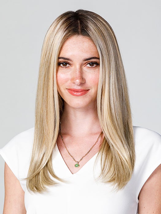 EASIPART T HD 18" by Jon Renau in 12FS8 SHADED PRALINE | Light Gold Brown, Light Natural Gold Blonde & Pale Natural Gold-Blonde Blend, Shaded with Medium Brown