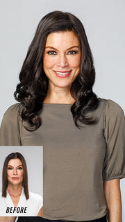 This style features a unique T-shape base design that is unlike any other hair topper on the market