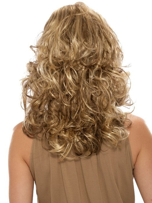 Estetica Felicity : Back View | Color R12/26CH (Light Brown with Golden Blonde Chunky Highlights)