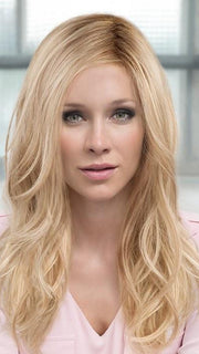 ARROW by Ellen Wille in CARAMEL LIGHTED | Dark Honey Blonde Base with Gold Blonde Highlights on the top only, darker nape 