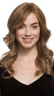 CASCADE by Ellen Wille in BERNSTEIN MIX | Light Brown Base with Subtle Light Honey Blonde and Light Butterscotch Blonde Highlights  (This piece has been styled and curled)