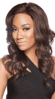 CASCADE by Ellen Wille in DARK CHOCOLATE MIX | Warm Medium Brown, Dark Auburn, and Dark Brown Blend  (This piece has been styled and curled)