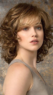 CAT by Ellen Wille in TOBACCO ROOTED | Medium Brown Base with Light Golden Blonde Highlights and Light Auburn Lowlights and Dark Roots