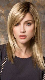 CODE MONO by Ellen Wille in SANDY BLONDE ROOTED | Medium Honey Blonde, Light Ash Blonde, and Lightest Reddish Brown Blend with Dark Roots