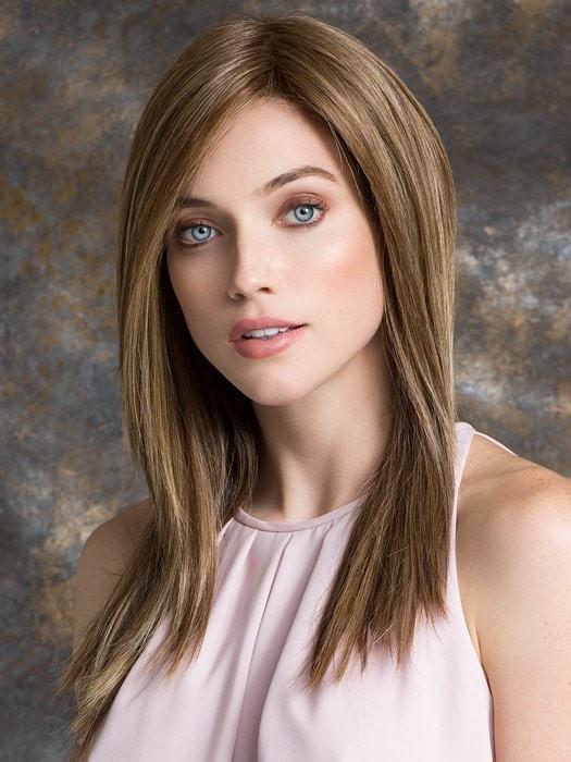 ILLUSION by Ellen Wille in BERNSTEINE ROOTED | Light Brown Base with Subtle Light Honey Blonde and Light Butterscotch Blonde Highlights and Dark Roots