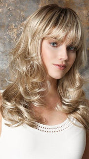 PRETTY by Ellen Wille in CHAMPAGNE ROOTED | Light Beige Blonde,  Medium Honey Blonde, and Platinum Blonde Blend with Dark Roots	