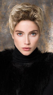 RISK COMFORT by Ellen Wille in CHAMPAGNE ROOTED | Light Beige Blonde,  Medium Honey Blonde, and Platinum Blonde Blend with Dark Roots