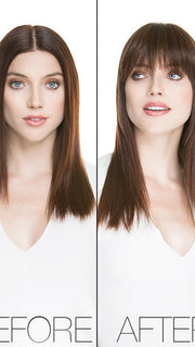 TREU by Ellen Wille | Model Before & After | CHOCOLATE MIX | Medium to Dark Brown Base with Light Reddish Brown Highlights