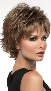 ALYSSA PETITE by Envy in GOLDEN NUTMEG | Medium Brown roots with overall Warm Cinnamon base and Golden Blonde highlights