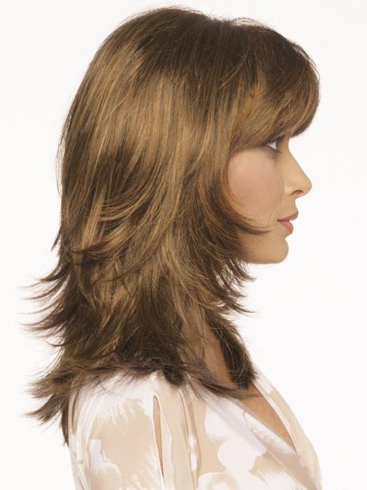 Beautiful, long style with perfect layers and flipped up ends