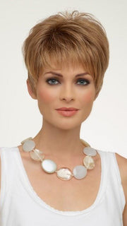 TIFFANY PETITE by Envy in SPARKLING CHAMPAGNE | Medium Brown roots with overall Strawberry Blonde base and soft Golden Blonde highlights PPC MAIN IMAGE FB MAIN IMAGE