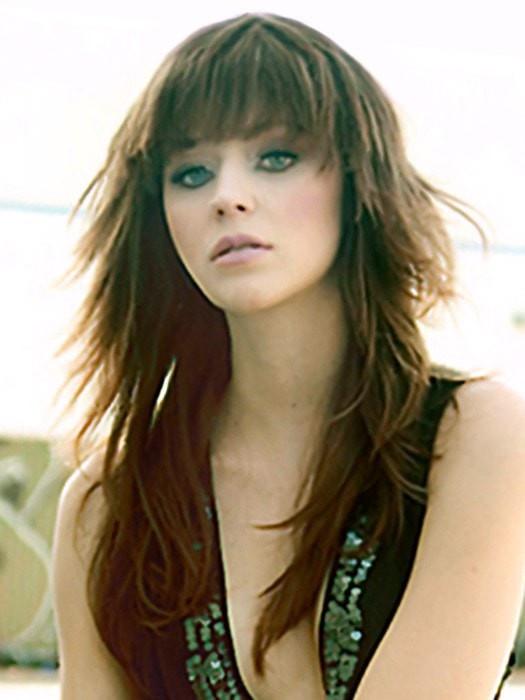 A modern edgy shag style is long and luscious with full choppy layers and bangs