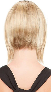 Angled to be longer in the front and shorter in the back