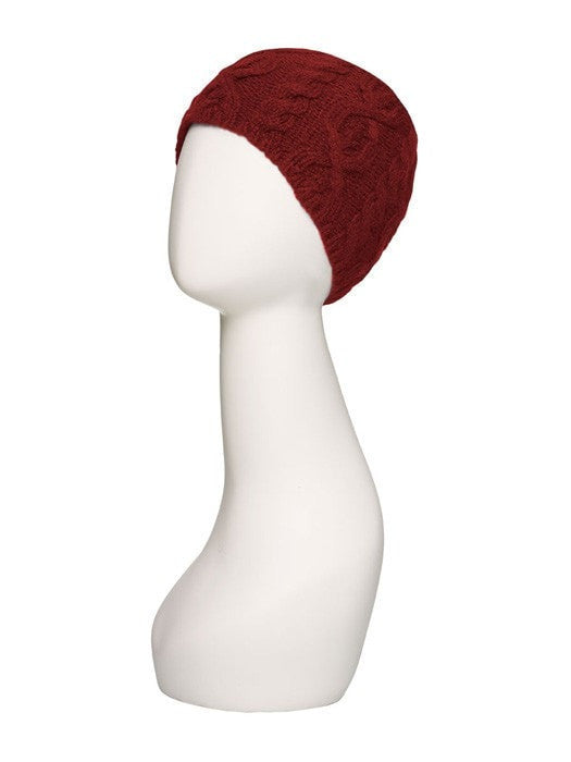 Cable Knit Beanie by Jon Renau | Color Burgundy