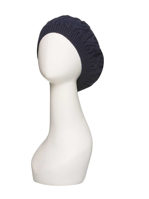 Cable Knit Beret by Jon Renau | Color Navy