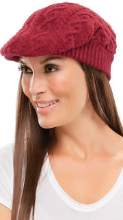 Cable Knit Gatsby Hat by Jon Renau | Color Burgundy PPC MAIN IMAGE FB MAIN IMAGE