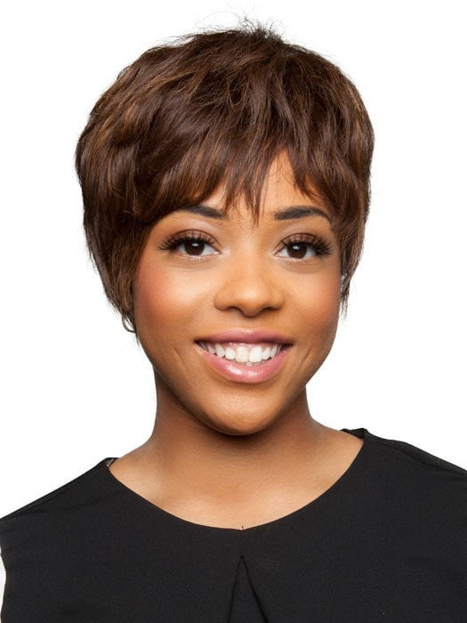 H-Bom by Motown Tress | African American Human Hair Wig (shown in 4F27)