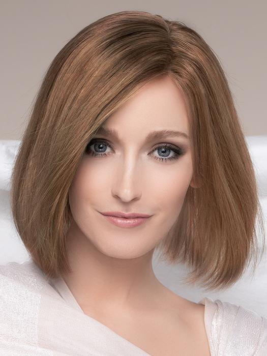 PRESTIGE by ELLEN WILLE in MOCCA ROOTED | Medium Brown, Light Brown, and Light Auburn Blend with Dark Roots