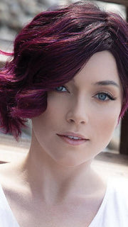 VEE by RENE OF PARIS in PLUMBERRY-JAM-LR | Medium Plum with Dark roots with mix of Red/Fuschia With Long Dark Roots