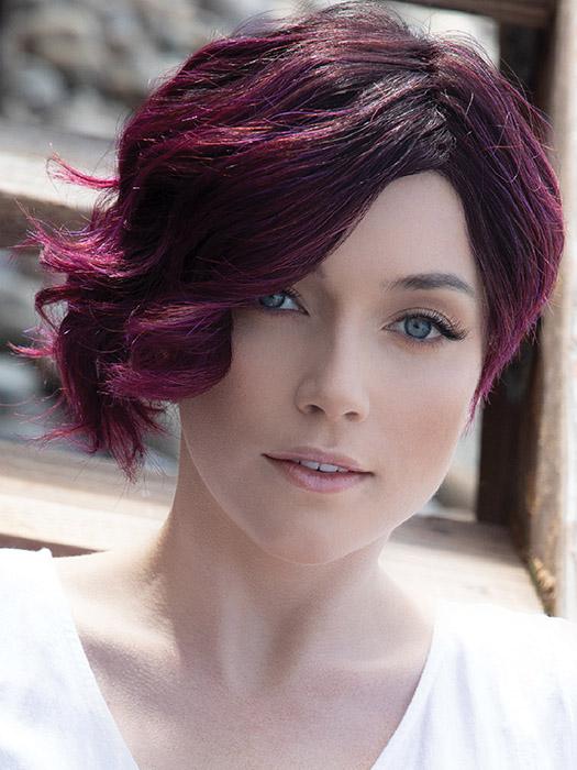 VEE by RENE OF PARIS in PLUMBERRY-JAM-LR | Medium Plum with Dark roots with mix of Red/Fuschia With Long Dark Roots