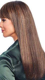 Bangs are optional and can be worn swept away from the face