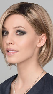 ELITE by ELLEN WILLE in GINGER ROOTED | Light Honey Blonde, Light Auburn, and Medium Honey Blonde Blend with Dark Roots