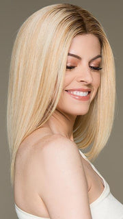 GWYNETH by JON RENAU in FS24/102S12 LAGUNA BLONDE | Light Natural Gold Blonde with Pale Natural Gold Blonde bold highlights, Shaded with Light Gold Brown