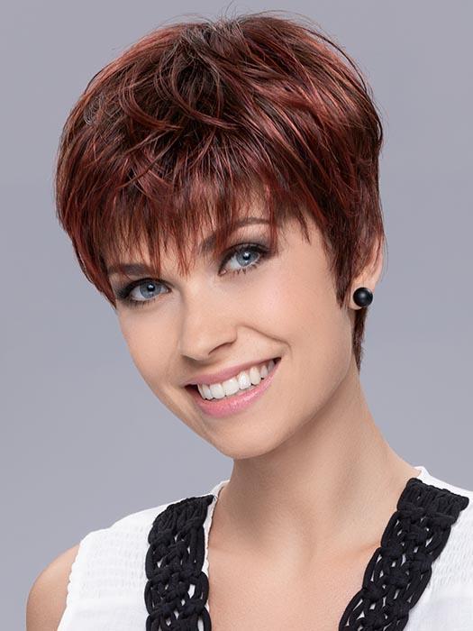 PIXIE by ELLEN WILLE in HOT FLAME ROOTED | Bright Cherry Red and Dark Burgundy mix with Dark Roots PPC MAIN IMAGE