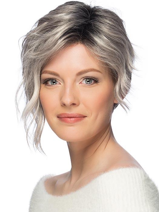 RYAN by ESTETICA in CHROMERT1B | Gray & White With 25% Medium Brown Blend & Off-Black Roots PPC MAIN IMAGE