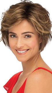 A short modern bob with subtle layers and waves