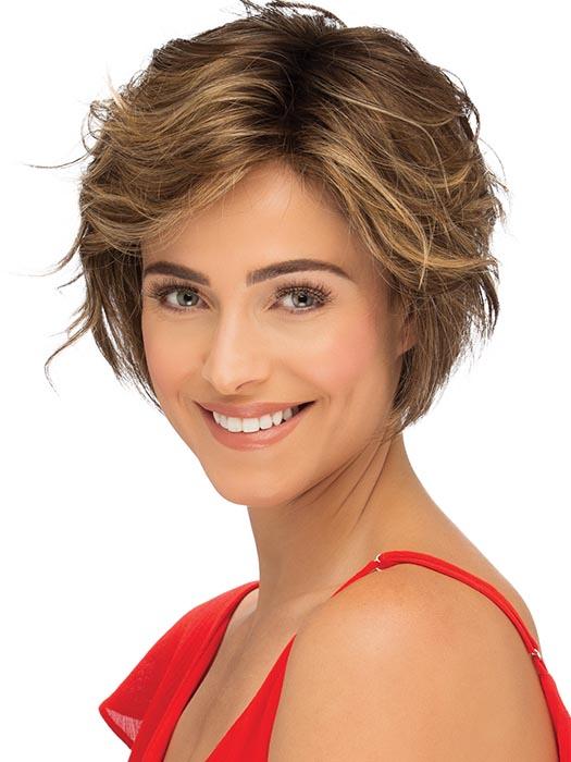 A short modern bob with subtle layers and waves