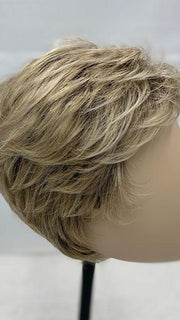 DEBBIE by ELLEN WILLE in CHAMPAGNE ROOTED 22.16.25 | Light Beige Blonde, Medium Honey Blonde, and Platinum Blonde blend with Dark Roots