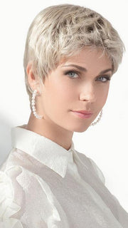 CALL by Ellen Wille in PASTEL-BLONDE-ROOTED | Medium Ash Blonde base with Off-White "Pearl" Platinum highlights and Dark Ash Blonde Roots