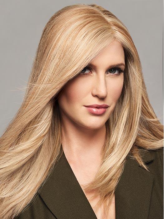 GAME CHANGER by RAQUEL WELCH in R1621S GLAZED SAND | Dark Natural Blonde with Cool Ash Blonde Highlights on Top