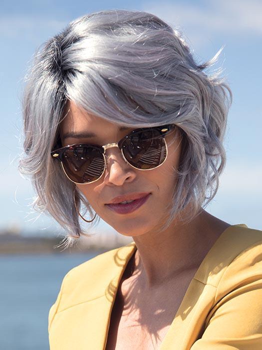 EDEN by NORIKO in SMOKY-GRAY-R | Medium Gray with silver highlights and blue undertones with Dark Roots