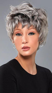 ANNETTE by Jon Renau in FS36/56/60S4 STORM | Brown with 5% Pure White with Light Grey with 20% Medium Brown with Pure White Bold Highlights. Shaded with Dark Brown