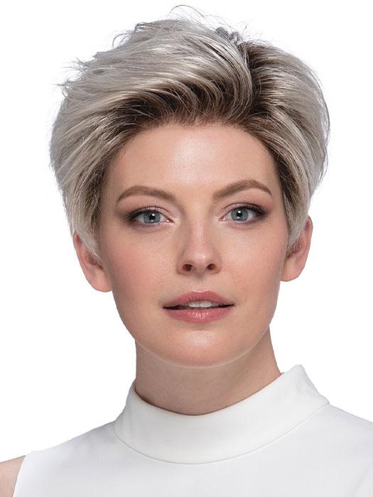 PETITE EASTON by Estetica in SILVERSUN/RT8 | Iced Blonde Dusted with Soft Sand and Golden Brown Roots PPC MAIN IMAGE FB MAIN IMAGE