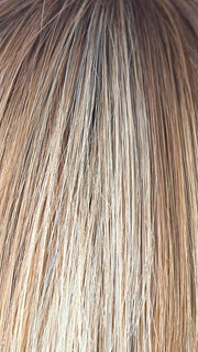 NUTMEG-F | Medium Blonde and Honey Brown Base Frosted with Platinum Blonde Highlights and Medium Golden Roots
