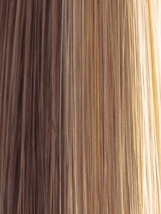 DARK-AMBER-HL | Medium Red Brown and Light Red Brown blend with Dark Brown roots and Champagne highlights