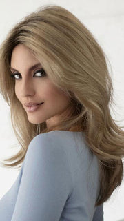 BOBBI by Envy in SPARKLING CHAMPAGNE | Medium Brown roots with overall Strawberry Blonde base and soft Golden Blonde highlights