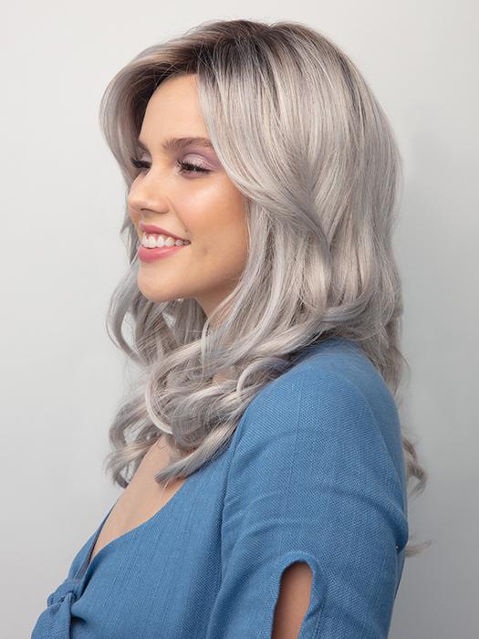 ENSLEY by Rene of Paris in MOONSTONE | Medium Gray with Blue-toned Silver highlights and Dark Roots