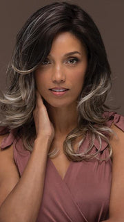 ORCHID by ESTETICA in AMERICANO | Dark Brown Base with Medium Golden Brown, Pale Blonde, and Platinum Blonde Highlights