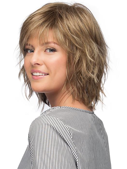 The choppy layers all throughout the back and sides create a textured, messy look