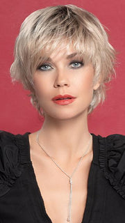 OPEN by ELLEN WILLE in LIGHT CHAMPAGNE ROOTED 23.26.25 | Light Beige Blonde, Medium Honey Blonde, and Platinum Blonde blend with Dark Roots